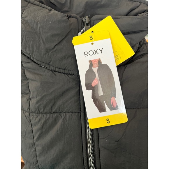 NWT Roxy Womens Black Grid Quilted Puffer Jacket Full Zip SZ Small - Picture 5 of 5
